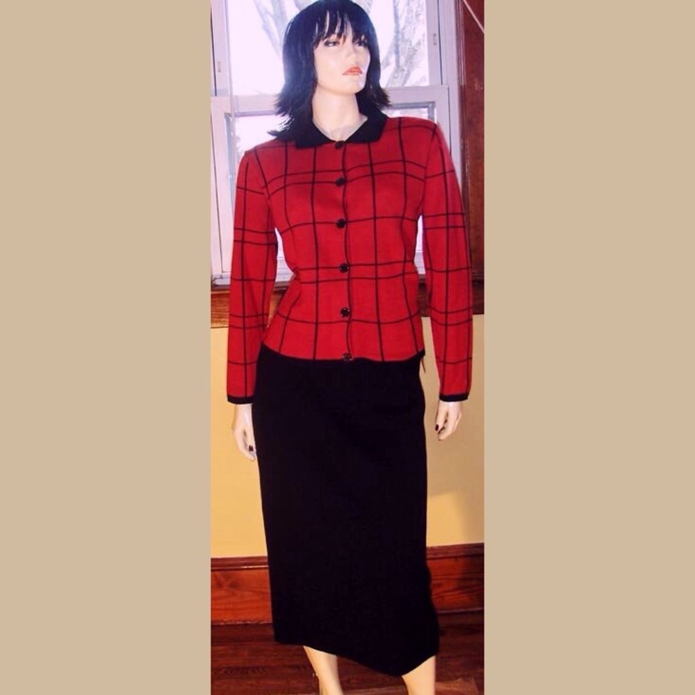 VTG 80s Sexy Secretary Button down Sweater & Pencil Skirt Suit NWT